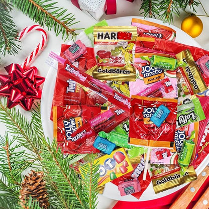 Bulk Christmas Candy Variety Pack 5 Pound - Individually Wrapped Assorted Candies for Stocking Stuffers, Holiday Parties, Pinata Fillers, Classroom, Office Bowls & Treats - Approx. 250 Pieces