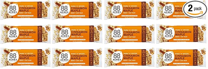 88 Acres Granola Bars | Gluten Free, Nut-Free Oat and Seed Snack Bar | Vegan & Non GMO | 12 Pack (Cinnamon Maple)