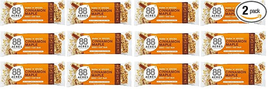 88 Acres Granola Bars | Gluten Free, Nut-Free Oat and Seed Snack Bar | Vegan & Non GMO | 12 Pack (Cinnamon Maple)