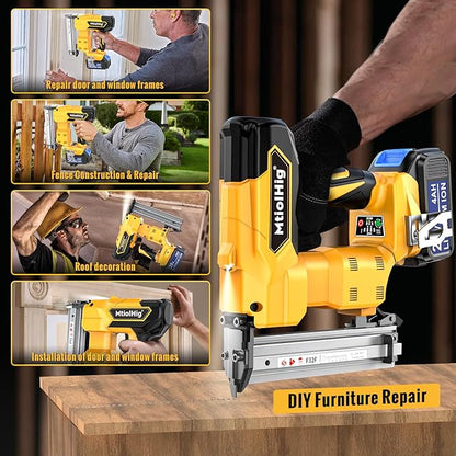 Cordless Brad Nailer Compatible with Dewalt 20V Battery, 18 Gauge 5/8 to 1-1/4 Inch Nail Gun with 1 x 3.0Ah Rechargeable Battery, Powered Electric Tool Set Brushless Motor 2 Modes