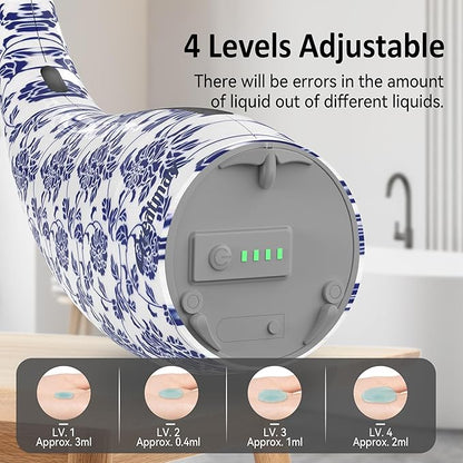 Adjustable Automatic Soap Dispenser Touchless, 4 Adjustable Levels Touchless Sensor Liquid Soap Pump Dispenser，300ml Rechargeable Magnetic Charging Hand Soap Dispenser for Kitchen，Bathroom
