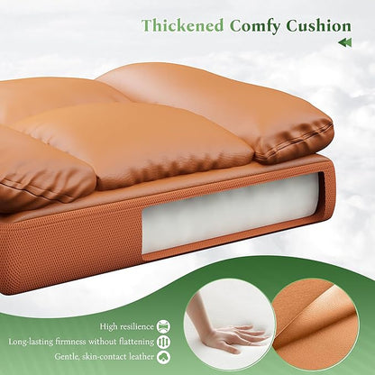 Ergonomic Office Chair with Foot Rest and Arms,Big and Tall Leather Executive Office Chair with Wide&Deep Seat Thickened,Reclining Comfy Desk Chair with High Back and Lumbar Support,Brown
