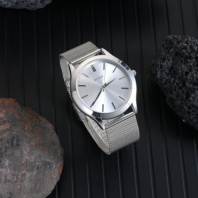 BUREI Men Watches Fashion Analog Stainless Steel Quartz Waterproof Watches,Gift for Men.