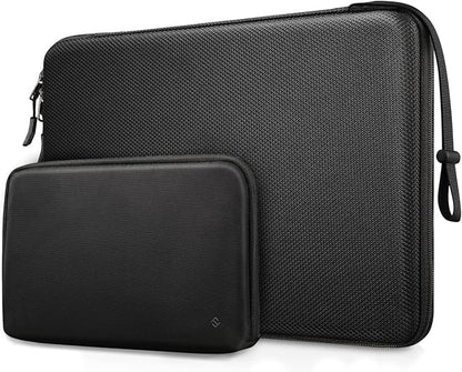 FINPAC Hard Laptop Sleeve with Accessory Pouch Compatible with 13 inch MacBook Air M4 2025 M3 2024, 14 inch MacBook Pro M5/M4/M3/M2, Surface Laptop Waterproof Case, Black
