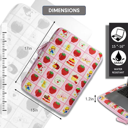 Sonix | Puffy Laptop Sleeve | 15-16 Inch, Quilted Pillow Puffer Laptop Carrying Case, Computer Sleeve | Strawberry Shortcake Checkered