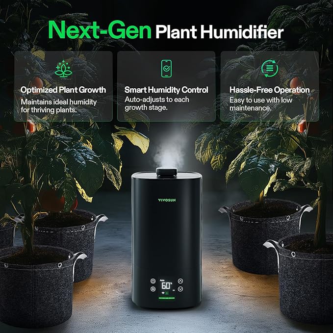 VIVOSUN AeroStream H05 Intelligent Wi-Fi Humidifier, 1.32 Gal / 5 L Humidifier with Temp & Humidity Probe, Smart Remote Control, Designed for Growers (Pack of 2)