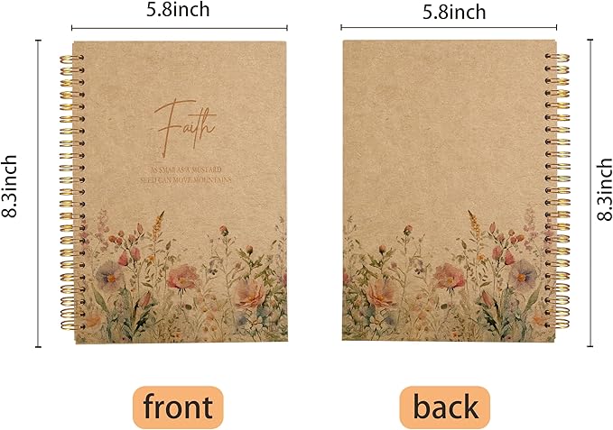 Faith Can Move Mountains Christian Notebook Journal - Inspirational Christian Gifts for Women, Bible Journal Notebooks for Note Taking, Bible Journaling Notebook, Spiral Notebook 5.5x8.3 Kraft Paper