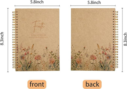 Faith Can Move Mountains Christian Notebook Journal - Inspirational Christian Gifts for Women, Bible Journal Notebooks for Note Taking, Bible Journaling Notebook, Spiral Notebook 5.5x8.3 Kraft Paper