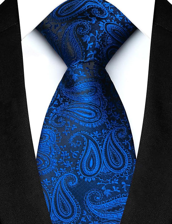 JEMYGINS Mens Paisley Tie and Lapel Pin Necktie Pocket Square and Tie Clip with Sets for Business Casual 4PCS