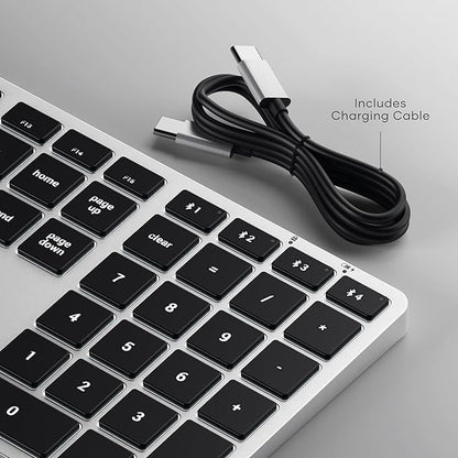 Satechi Slim X3 Bluetooth Backlit Keyboard for Mac, Illuminated Keys & Multi-Device Sync, for MacBook Air/Pro M4, iPad Air/Pro M4/M3, iPad mini, Mac mini, iMac - Silver