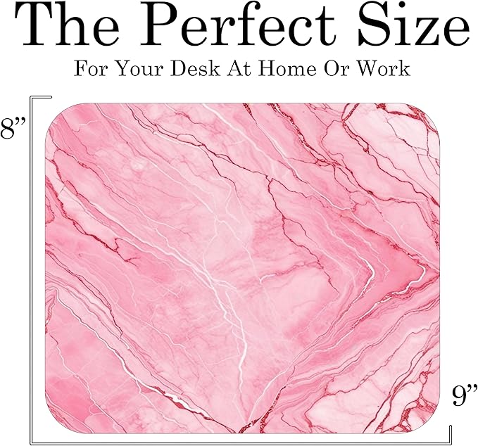 Pink Marble Agate Mouse Pad Mat Mousepad for Desk Computer Laptop PC Gaming Home or Office Gift Marbled Abstract (Pink 2 MP42)