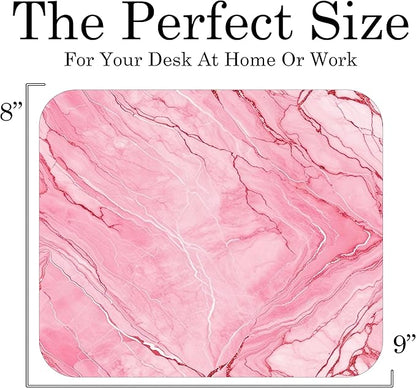 Pink Marble Agate Mouse Pad Mat Mousepad for Desk Computer Laptop PC Gaming Home or Office Gift Marbled Abstract (Pink 2 MP42)