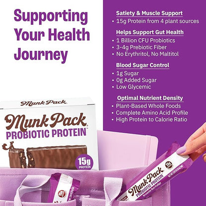 Munk Pack Brownie Nut Fudge Keto Protein Bars Stocking Stuffers | 15g Protein, 1g Sugar, 4g Net Carbs | Vegan, Plant-Based Snacks for Gut Health | 12 Count