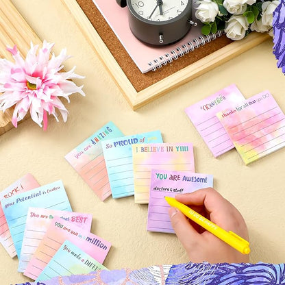 Yinder 24 Pcs Inspirational Sticky Notes Christmas Stocking Stuffers Motivational Sticky Notes Pad Employee Appreciation Gift Bulk for Teacher Nurse Coworker Office 3 x 3'' (Appreciation,Watercolor)