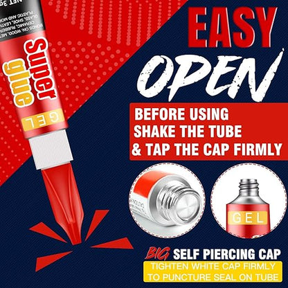 3 Gram (Pack of 24) Single use Super Glue Gel, Super Fast, Thick & Strong Adhesive Superglue, Cyanoacrylate Glue for Hard Plastics, DIY Craft, Ceramics, Frame, Leather, Metal Etc