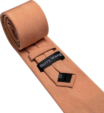 Barry.Wang Tie Sets for Men Silk Solid Necktie Stain Ties Handkerchief Pocket Square Cufflinks Wedding Business Dyed