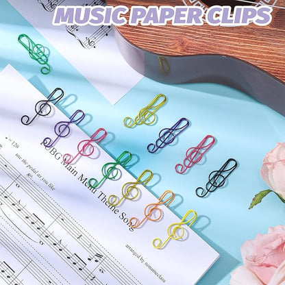 SUMAJU 150 Pcs Music Paper Clips, Music Teacher Gifts Music Gifts for Women Colorful Paper Clip Metal Musical Notes Clips Bookmark Clip for School Supplies