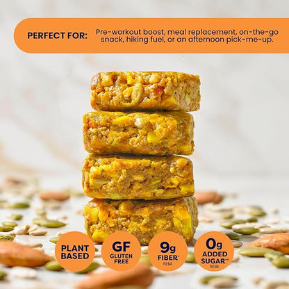 Vybe Snacks Savory Nutrition Bars Turmeric Ginger Flavor | Plant Based Vegan, Zero Added Sugar, Gluten Free, Keto Friendly, No Artificial Ingredients, Organic, 8-9 gm Protein & Gut Friendly Fiber Crunchy & Delicious (Box of 12, 45g each)