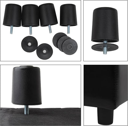 H&B Luxuries Tufted Leather Square Flip Top Storage Ottoman Cube Foot Rest (Black)