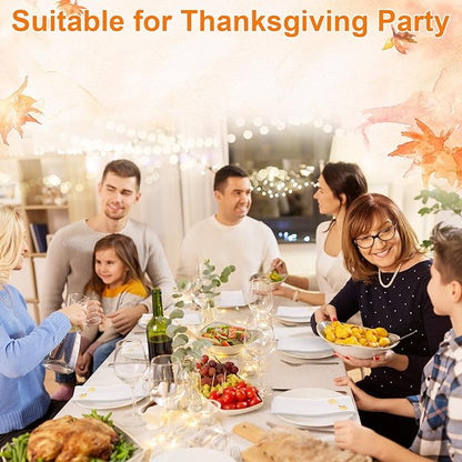 Janlaugh 100 Pcs Gold Thanksgiving Linen Disposable Bathroom Hand Towels Pumpkin Maple Leaves Foil Stamped Guest Napkins 12"x17" Paper Towels for Bathroom Home Lunch Dinner Kitchen(Leaf)