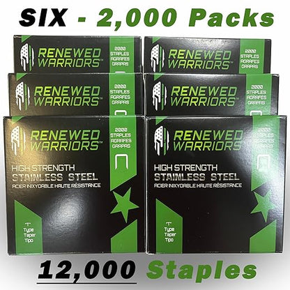 T50 Stainless Steel Staples Marine; T/50 Type (1/2" in Leg; 3/8" Crown) T-50 Staples - (6) 2000 Packs or 12000
