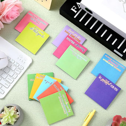 Yinder 48 Pcs Employee Appreciation Sticky Notes Xmas Gift Bulk Motivation Note Pads Mini Inspirational Note Gift for Teacher Nurse Staff Coworker Office Supply 3 x 3'' (Appreciation,Dark Color)