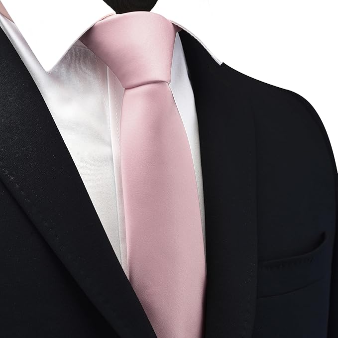 Branduce 3.15"（8cm） Mens Solid Satin Tie Pure Color Necktie for Business and Wedding + Gift Box
