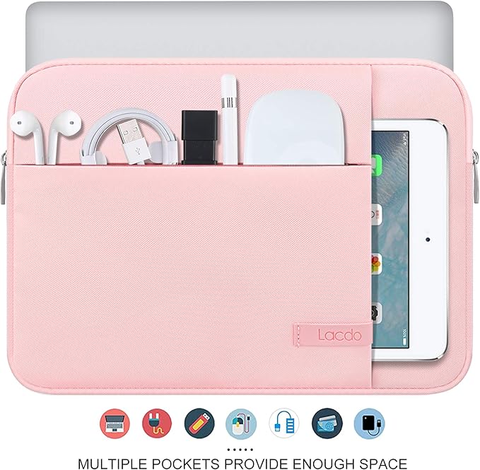 Lacdo Laptop Sleeve Case for 15 inch New MacBook Air M4 A3241 2025, M3 A3114, M2 A2941 2024-2023, 15 inch MacBook Pro A1990 A1707, Dell XPS 15 Plus Computer Case Bag with Accessory Pocket, Pink