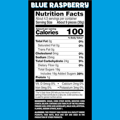 SOUR JACKS, Sour Gummy Wedges, Blue Raspberry Flavored Candy, 5oz Bag (12 Pack)