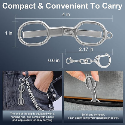 2 Pcs Folding Stainless Steel Portable Mini Small Travel Scissors, Safety Foldable Pocket Badge Nursing Scissors with 2 Keychain for Travel, Home, Office, Craft, Sewing (Silver)