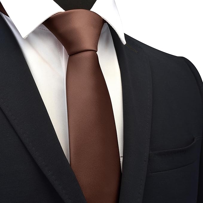 Branduce 3.15"（8cm） Mens Solid Satin Tie Pure Color Necktie for Business and Wedding + Gift Box
