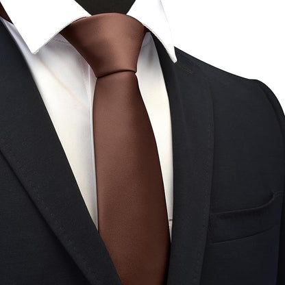 Branduce 3.15"（8cm） Mens Solid Satin Tie Pure Color Necktie for Business and Wedding + Gift Box