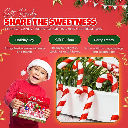 Christmas Candy Mini Canes Stocking Stuffer Red and White Peppermint Sticks Candy Canes Individually Wrapped Bulk Christmas Candy for Décor, Parties & Gifts – 100 Count