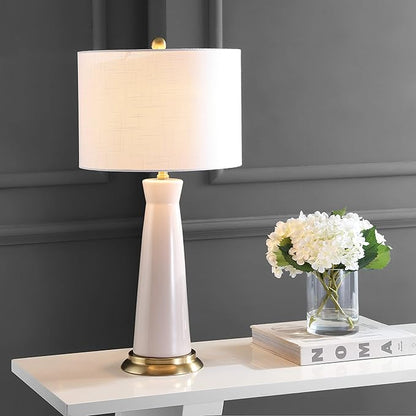 JONATHAN Y JYL3046A Hartley 29" Ceramic Column LED Table Lamp Contemporary Transitional Bedside Desk Nightstand Lamp for Bedroom Living Room Office College Bookcase LED Bulb Included, Cream