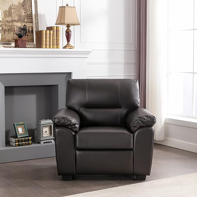 Morden Fort Faux Leather Accent Chair, Modern Luxury and Comfy Sofa Couches for Living Room, Apartment, Office, Reading Room, Bedroom