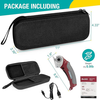 VLOXO Cardboard Cutter, Cordless Electric Scissors with Safety Lock, 4.2V Electric Box Cutter Multi-Cutting Tools, Rechargeable Powerful Scissors for Carpet Leather Felt with Storage Box