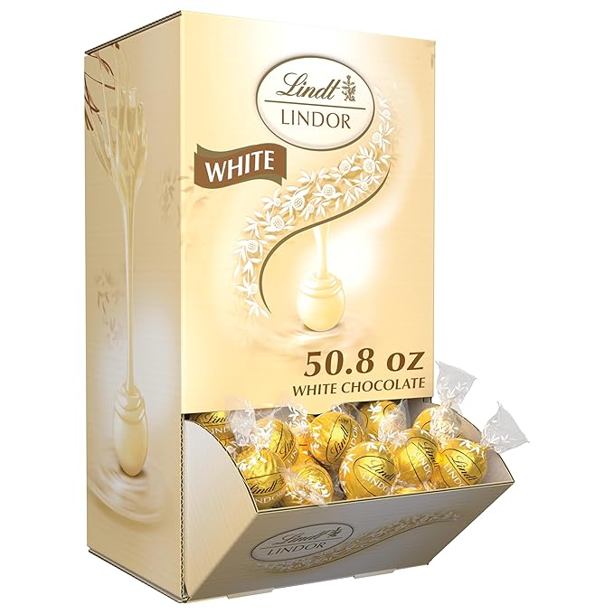Lindt LINDOR White Chocolate Truffles, Chocolates with Smooth, Melting Truffle Center, 50.8 oz., 120 Count