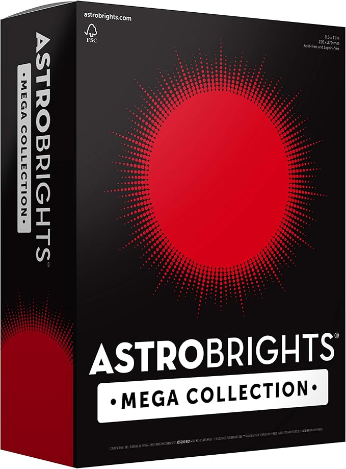 Astrobrights Mega Collection, Colored Paper, Ultra Red, 625 Sheets, 24 lb/89 gsm, 8.5" x 11" - MORE SHEETS! (91692)