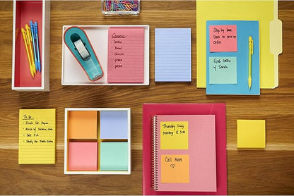 Post-it Super Sticky Notes, 3x3 in, 24 Pads/Pack, 70 Sheets/Pad, Amazon Exclusive Bright Color Collection, Aqua Splash, Acid Lime, Tropical Pink and Iris Infusion