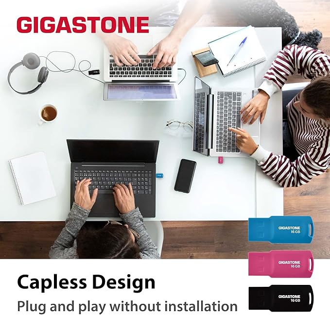 GIGASTONE V70 16GB 10-Pack USB 2.0 Flash Drive Thumb Drive Memory Stick Pen Drive Capless Design Pen Drive