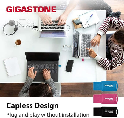 GIGASTONE V70 16GB 10-Pack USB 2.0 Flash Drive Thumb Drive Memory Stick Pen Drive Capless Design Pen Drive