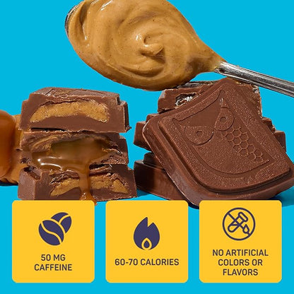 AWAKE - Caffeinated Chocolate Bites - 50mg Caffeine per bite - Winter Wake Up Variety Pack (3 Flavors), 50 Bites - Peanut Butter, Milk, & Caramel - Energy Bites - Coffee Alternative - Fairtrade, Gluten Free, Non GMO - 0.48oz each
