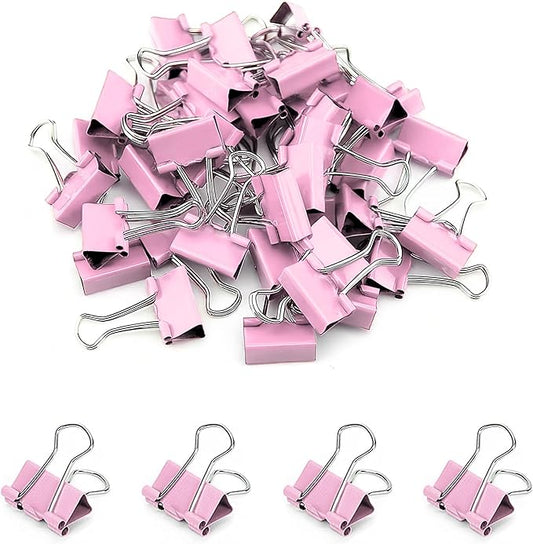 50 Pack Small Pink Binder Clips 3/4 Inch (19 mm), Colored Little Paper Clamps, Tiny Mini Paper Clips for Office Home School Business 0.75"