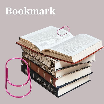 Rose-red Large Paper Clips, 50pcs of Durable and Rustproof Coated Planner Jumbo Paperclips Great for Office Supplies Wedding Invitation Card Bookmarks