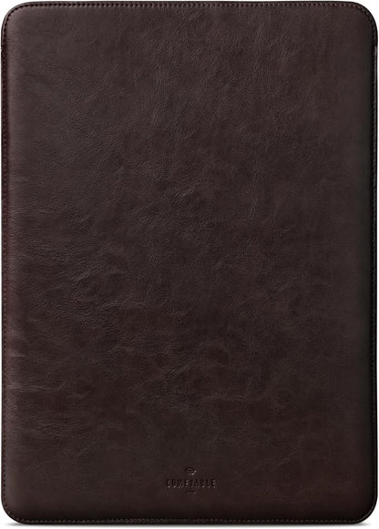 Comfyable Laptop Sleeve 14 Inch Precisely Compatible with MacBook Pro M4 M3 M2 M1 Pro/Max 2024, Faux Leather Cover Case 14 in, Dark Brown
