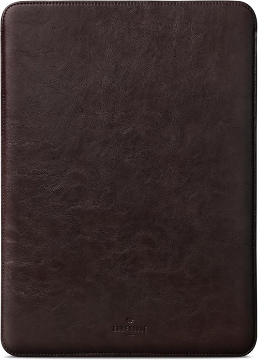 Comfyable Laptop Sleeve 14 Inch Precisely Compatible with MacBook Pro M4 M3 M2 M1 Pro/Max 2024, Faux Leather Cover Case 14 in, Dark Brown