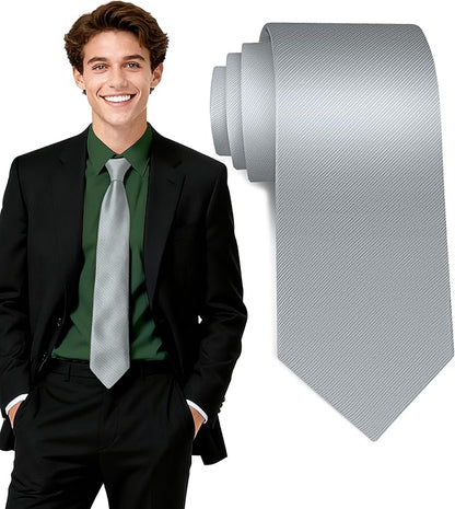 Fineknot Black Ties for Men, Formal Neckties for Men, Solid Color Mens Ties for Business, Wedding, Party, Mens Neck Tie
