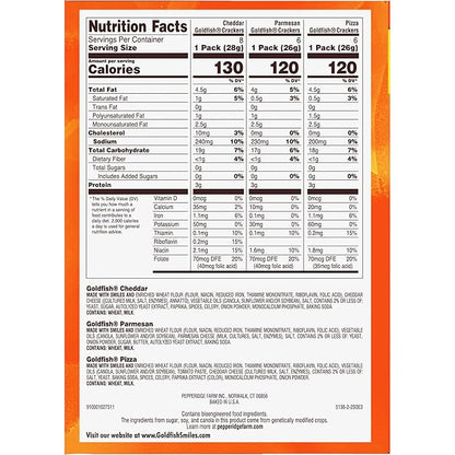 Goldfish Crackers Say Cheeeese Variety Pack with Cheddar, Pizza and Parmesan, Snack Packs, 20 Ct (Pack of 2)