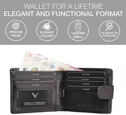 Soft Leather Wallet for Men - Mens Wallet Bifold with Zipper Coin Pocket - Holds Bills, Credit Cards, Coins - Carteras para Hombres Piel - Billeteras de Hombres Cuero Original - RFID Blocking.