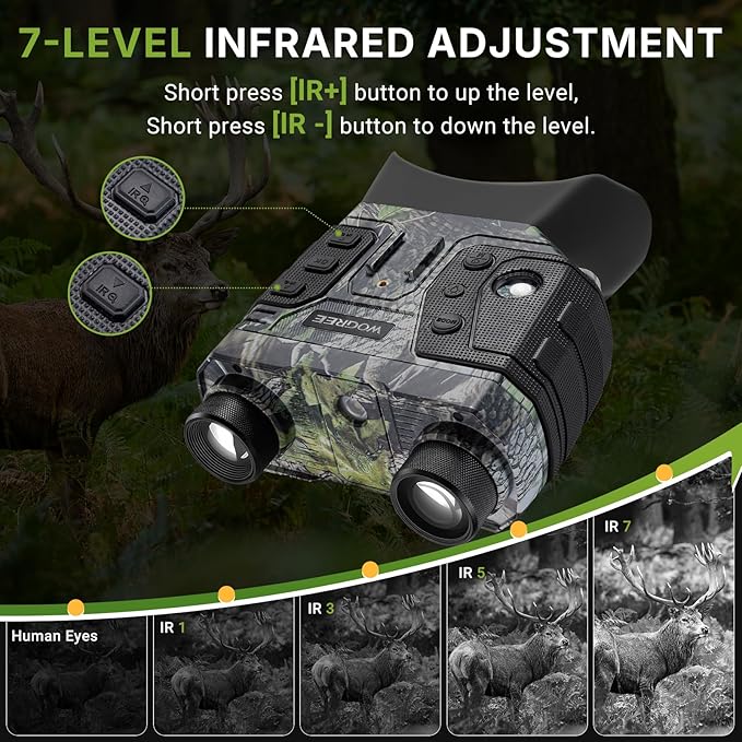 4K Night Vision Goggles – 1300FT Infrared Range, 8X Digital Zoom, Rechargeable 5000mAh Rechargeable Battery, 32GB Card, Tactical Light, for Camping, Camo